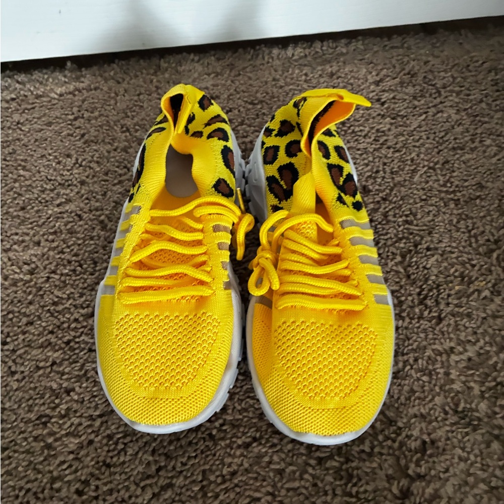 Yellow Leopard Kids Sneakers